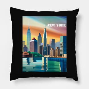NYC Colorful Skyline Pillow