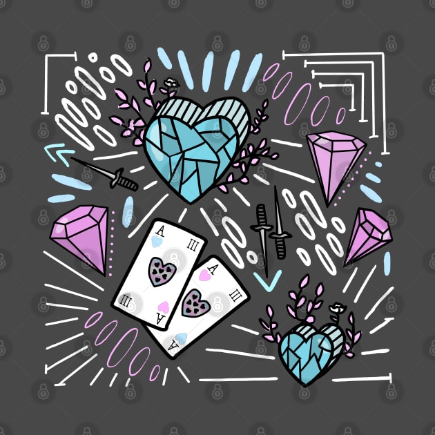 Blue and Pink Diamond Heart design by DamageTwig