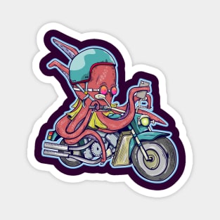 Octopus riding a motorcylce Magnet