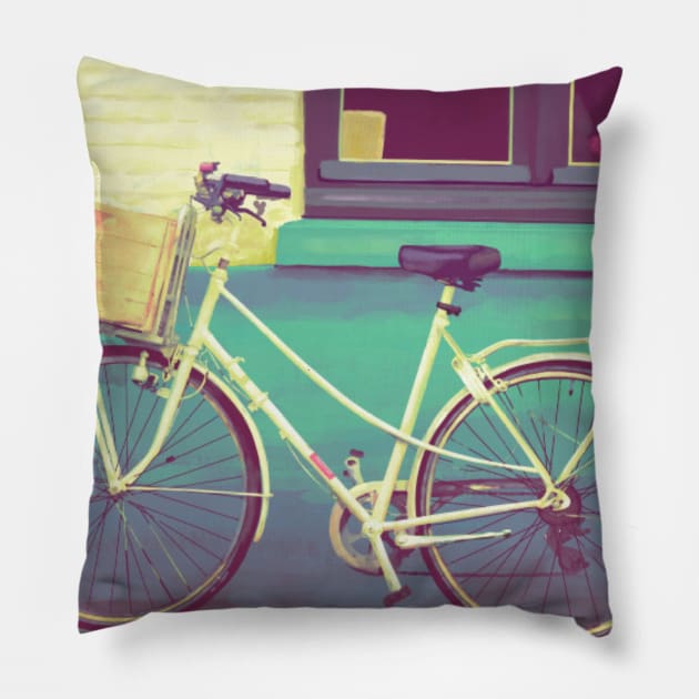Bicycle watercolor Pillow by Mimie20