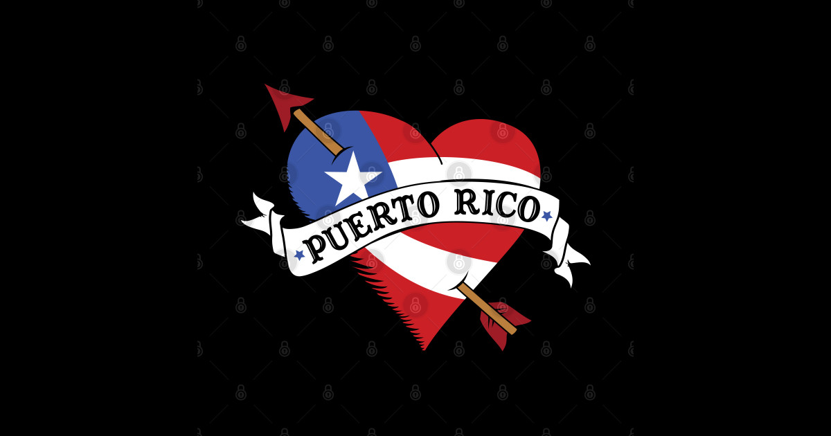 I Love Puerto Rico Flag Heart Tattoo Flash Puerto Rican Pride