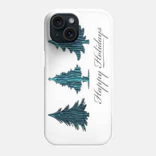 Happy Holidays! Teal Textured Christmas Trees Phone Case