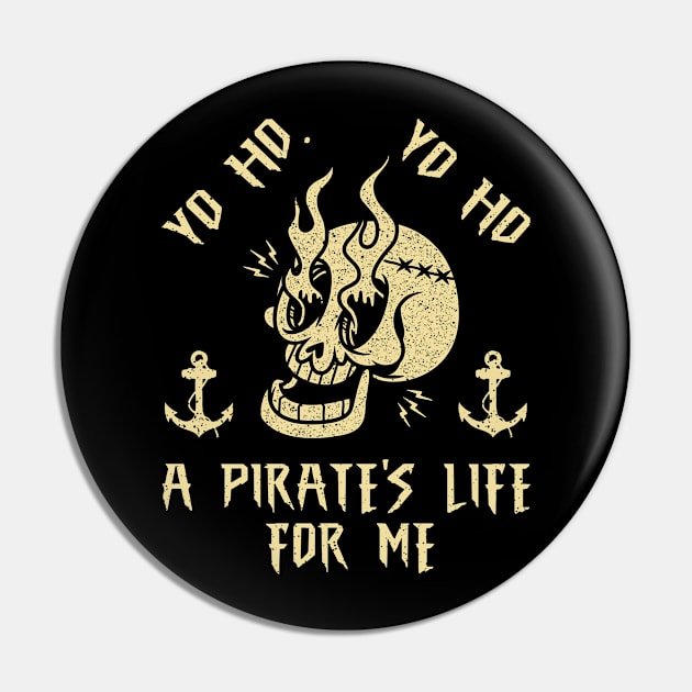 Yo Ho Yo Ho A Pirate's Life For Me Funny Pirate Skull Pin by lenaissac2