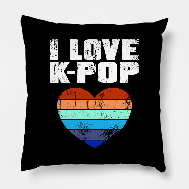 I love K-Pop distressed Heart with color bars Pillow by WhatTheKpop