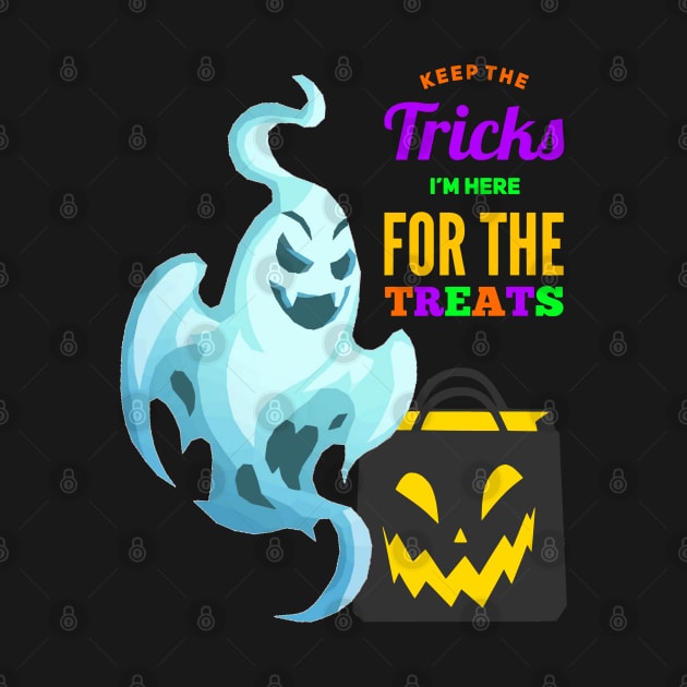 Creepy Boo Ghost Keep the Tricks I'm Here for the Treats by Glenn Landas Digital Art