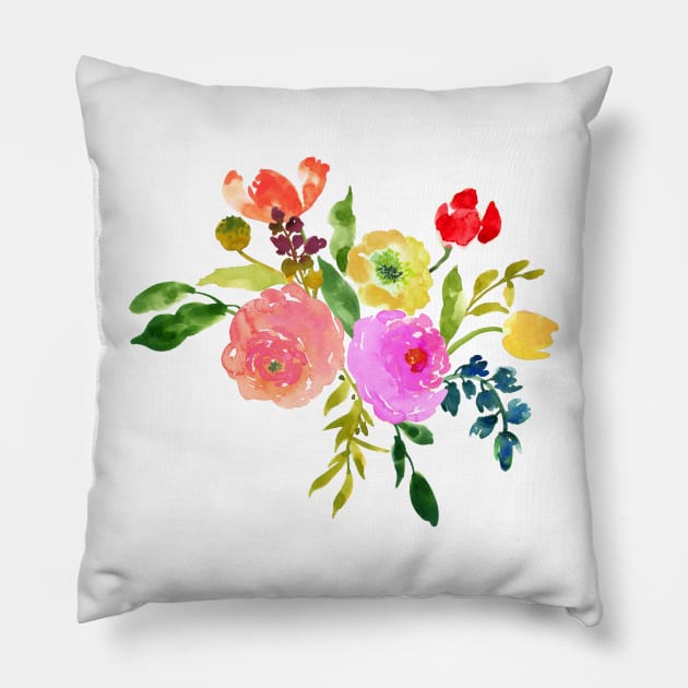 Floral Watercolor, Renunculus Pillow by PixDezines