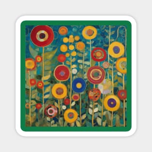 Colorful Abstract Flower Garden After Klimt Magnet