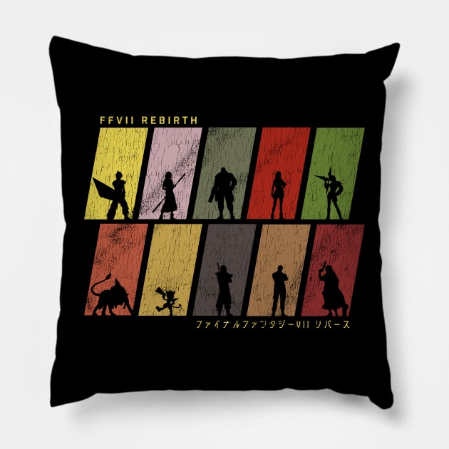 FFVII Rebirth Character Silhouettes Pillow by StebopDesigns