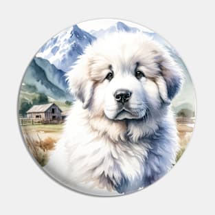 Watercolor Puppies Great Pyrenees - Cute Puppy Pin