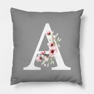 Letter A Monogram With Cherry Blossoms Pillow