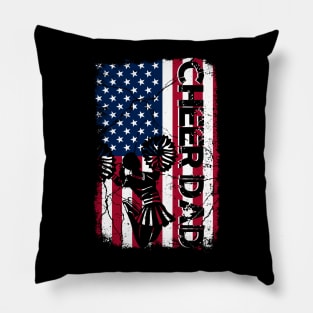 Cheer Dad Vintage American Flag Father Cheerleader Pillow