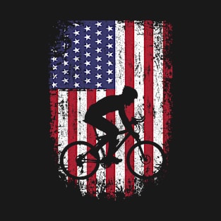 Cycling American Flag Patriot Graphic USA Patriotic Cyclist T-Shirt