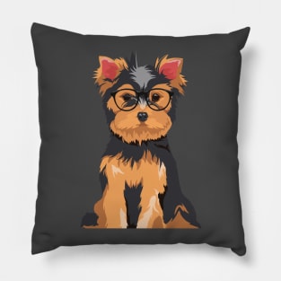 Cute Hipster Little Yorkshire Terrier T-Shirt for Dog Lovers Pillow