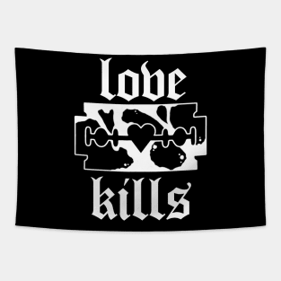 Love Kills | Blackwork Tattoo design Tapestry