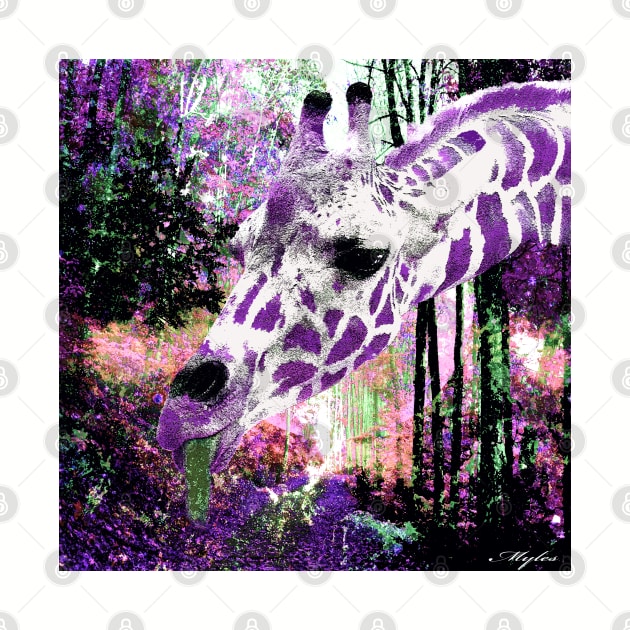 GIRAFFE ENCOUNTER IN PURPLE VIOLET AND WHITE by Overthetopsm