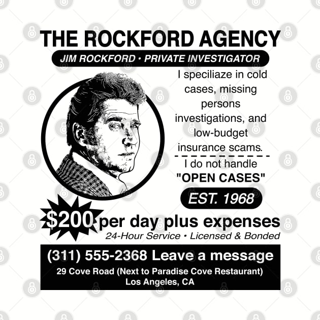 Jim Rockford Newspaper Ad by Alema Art