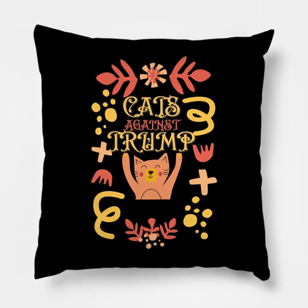 Funny Cats Anti-Trump - Cats Against Trump Pillow by mkhriesat