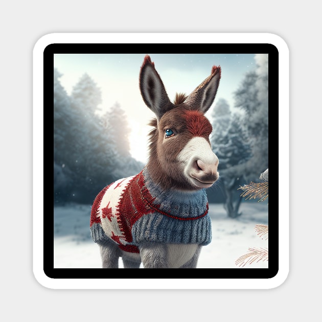 Cute Christmas Donkey Magnet by Art8085