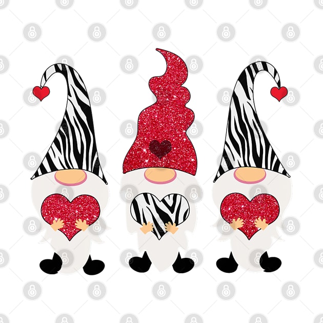 Valentines Day Gnomes Zebra Print Striped Hats And Hearts by waterbrookpanders