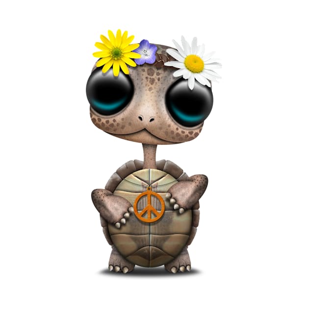 Cute Baby Turtle Hippie by jeffbartels