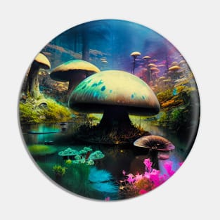 Abstract Another World Mushrooms Pin