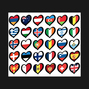 Eurovision Song Contest Flags Hearts T-Shirt