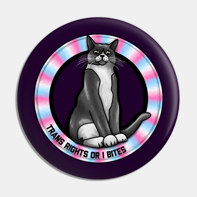 Trans Rights Or I Bites Cat Pin by Art by Veya