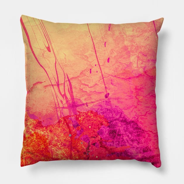 Abstract Pink, Purple And Orange Pillow by Sonja818