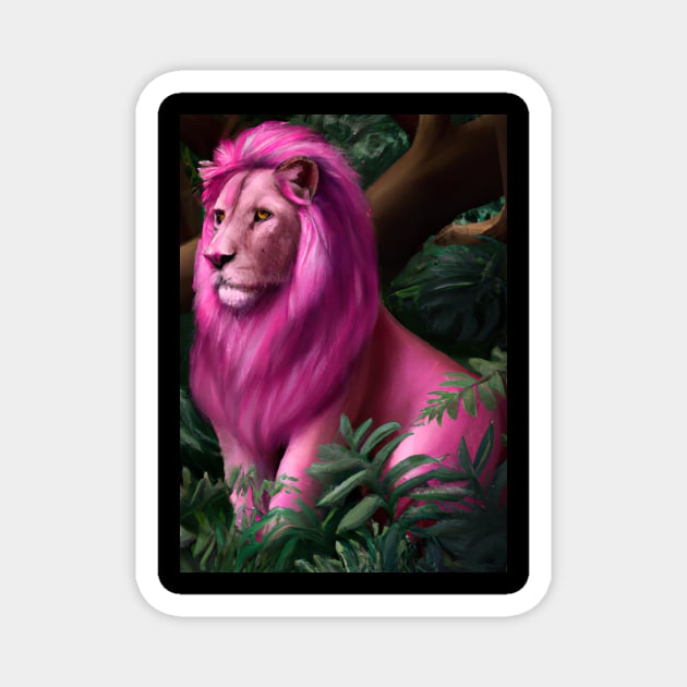 Pink Lion Magnet by maxcode