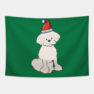 dog with santa hat Tapestry
