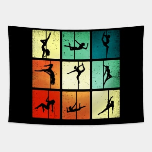 Vintage Pole Dance Silhouettes Gift Tapestry