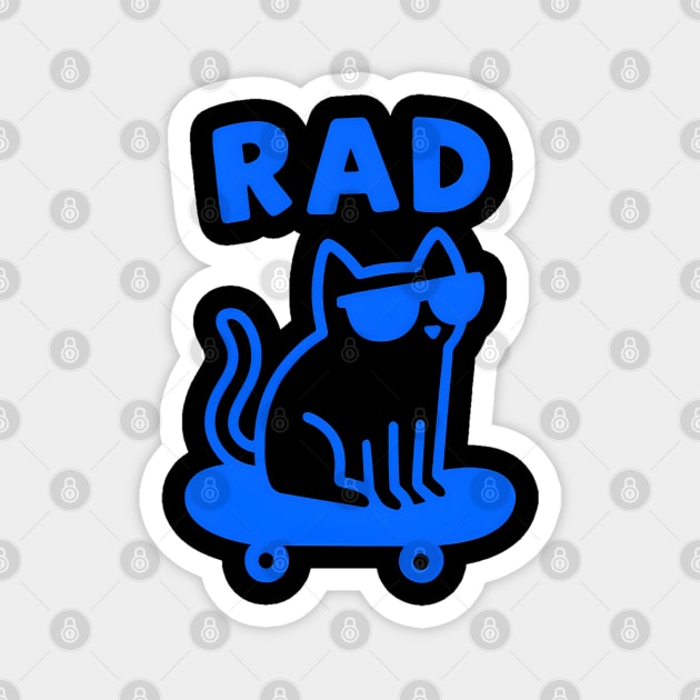 RAD Cat Skateboard Design – Cool Cat Skater Graphic Magnet by MakerMind8.2