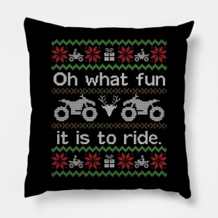 Ugly Christmas Sweater Fun to Ride Quad Pillow