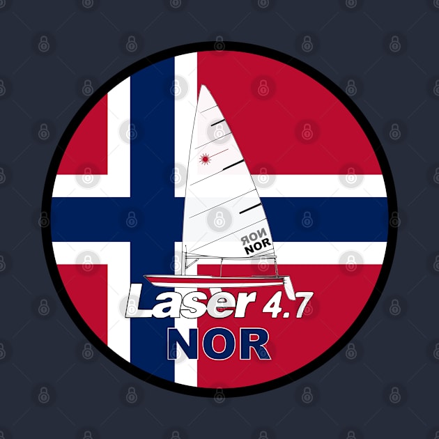 laser class sailboat on flag Norway by Regatta Merch