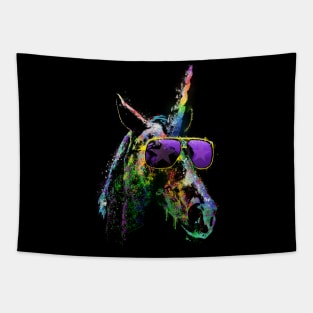 Neon Rainbow Unicorn 80s Vintage-Inspired Graphic Shirt Tapestry