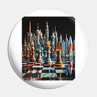 Metropolitan Checkmate: Chess City Skyline gift Pin