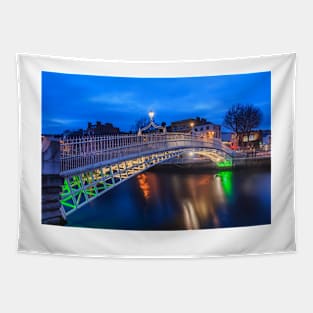 The Ha'penny Bridge By Night Tapestry