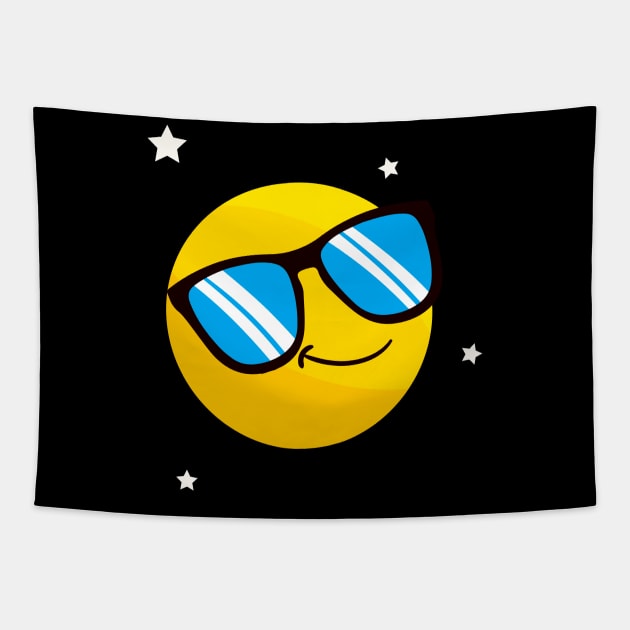 Cool Smile Sunglasses Emoticon Funny Emote Tapestry by Foxxy Merch