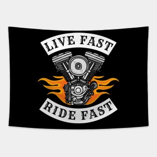 Live Fast Ride Fast  on a Motorcycle Tapestry