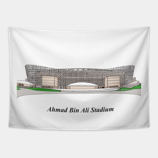 Sketching of Stadium Qatar Tapestry by Roza@Artpage