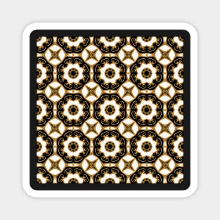 Art deco Black and white Golden tile pattern Magnet