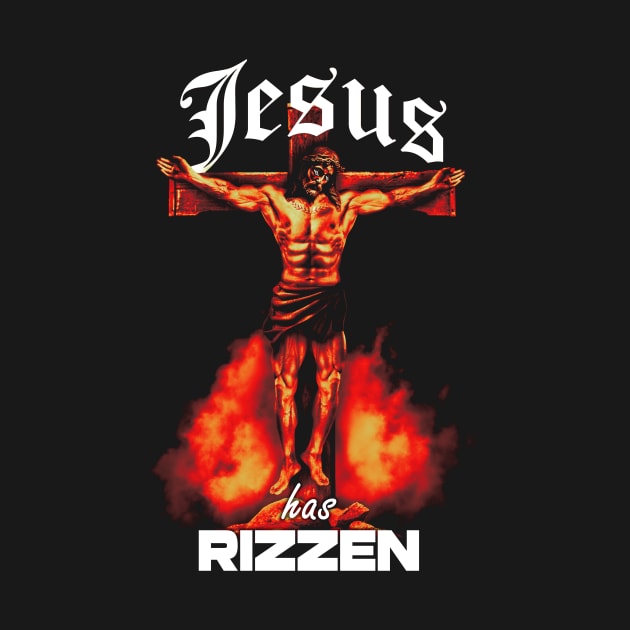 Jesus Has RIZZen Meme Buff Jesus Funny Graphic Design by PW Design & Creative