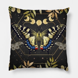 Mystic Botanical Butterfly Scene 2 Pillow