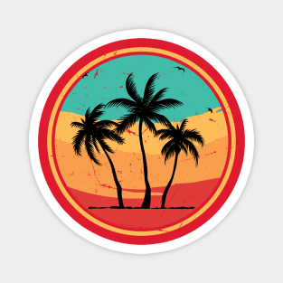 Vintage Tropical Palm Tree Beach Magnet