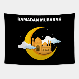 Ramadan Mubarak Ramadan Kareem Yellow Crescent Mosque Masjid Gift Tapestry