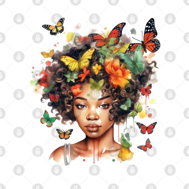 Watercolor Juneteenth Butterfly Girl by Chromatic Fusion Studio