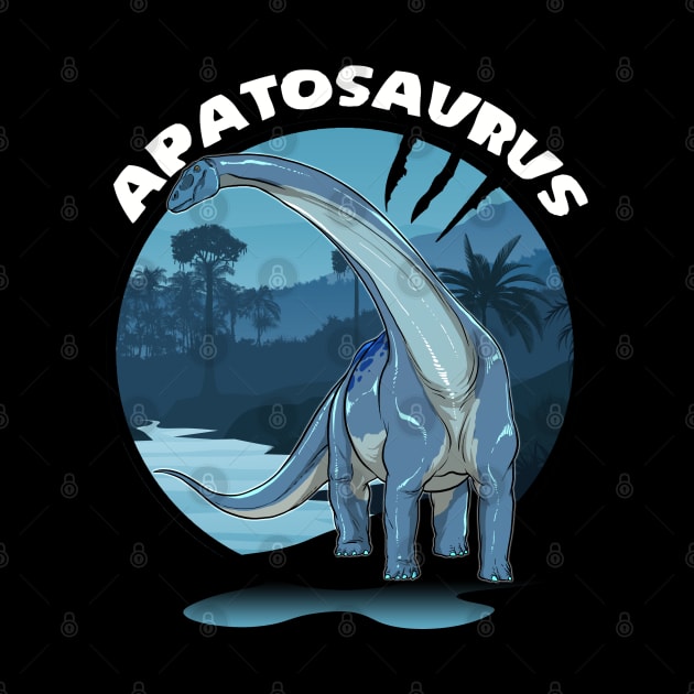 Apatosaurus Dinosaur Design With Background by Terra Fossil Merch