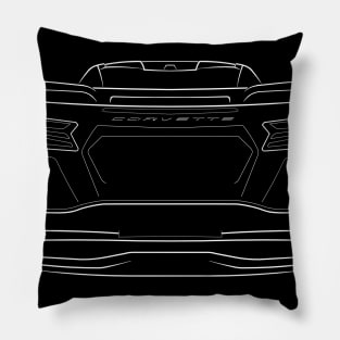 front/rear - 2020 Chevy Corvette Stingray C8 - stencil, white Pillow