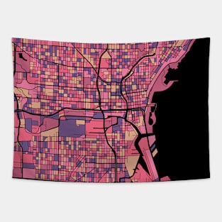 Milwaukee Map Pattern in Purple & Pink Tapestry