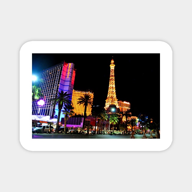 Eiffel Tower Paris and Ballys Hotel Las Vegas America Magnet by AndyEvansPhotos